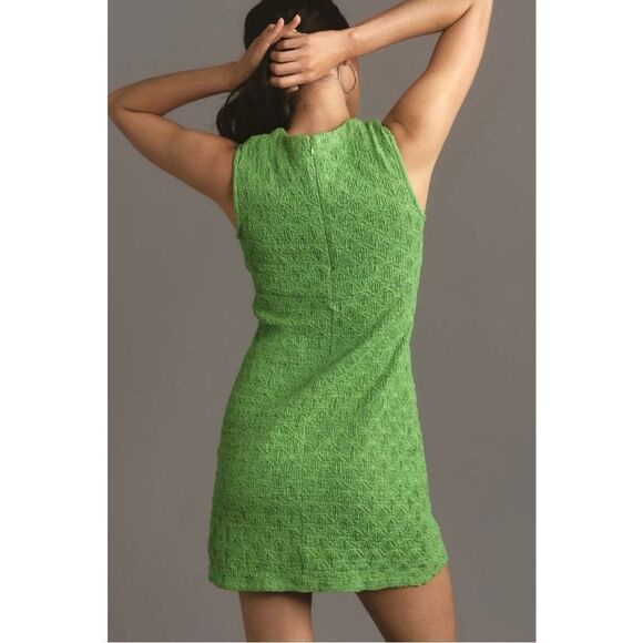 NEW Anthropologie Porridge Green Textured Slim Knit Lined Mini Dress Medium - Picture 2 of 5